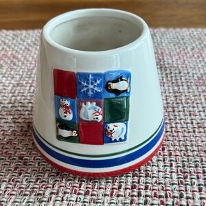 Holiday Time Hand Painted Ceramic Candle Shade - Red, Blue, Green